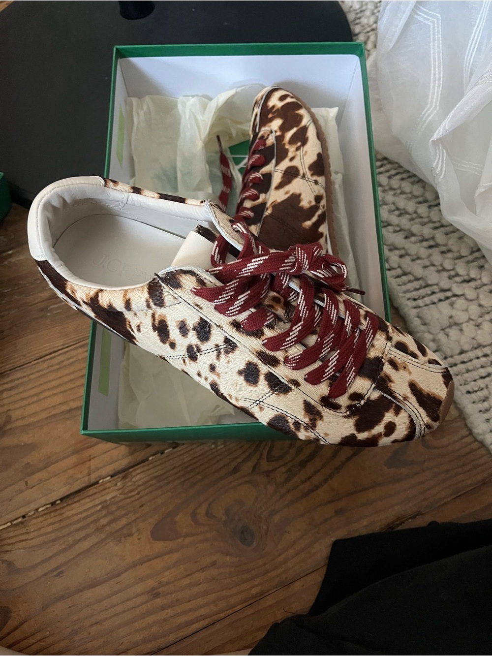 NWT J. Crew Women’s Animal Print Casual Sneakers with Burgundy Laces